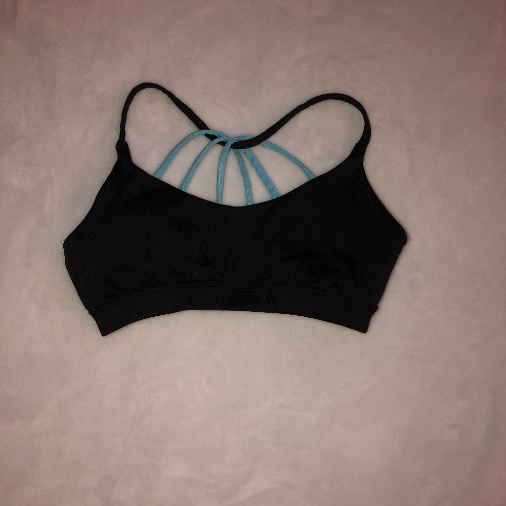 Black Sports Bra with Detailed Back (Size XS)